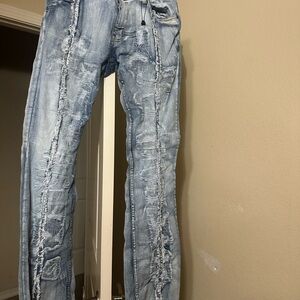 Men's Distressed Denim Jeans in Light Blue